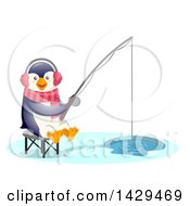 Cute Penguin Ice Fishing