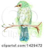 Clipart Of A Bird On A Branch Royalty Free Vector Illustration
