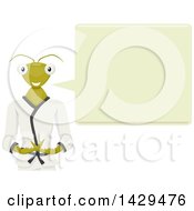 Talking Praying Mantis Mascot In A Karati Gi