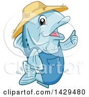 Poster, Art Print Of Happy Farmer Fish Giving A Thumb Up