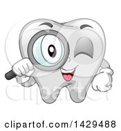 Poster, Art Print Of Happy Tooth Mascot Character Looking Through A Magnifying Glass