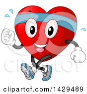 Poster, Art Print Of Happy Fit Love Heart Mascot Jogging Or Speed Walking