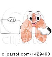 Clipart Of A Pair Of Human Lungs Mascot Holding A Sign Royalty Free Vector Illustration