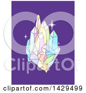 Clipart Of Colorful Crystals On Purple Royalty Free Vector Illustration