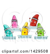 Clipart Of A Group Of Happy Crayon Students Royalty Free Vector Illustration