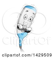 Clipart Of A Cartoon Cold Shivering Thermometer Royalty Free Vector Illustration