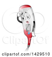Clipart Of A Hot Sweating Thermometer Mascot Royalty Free Vector Illustration