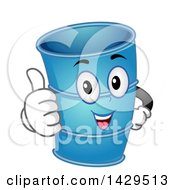 Poster, Art Print Of Blue Drum Container Mascot Giving A Thumb Up