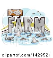 Poster, Art Print Of Net And Farm Text With Fish