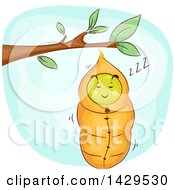 Poster, Art Print Of Sleeping Caterpillar Snuggled In A Cocoon