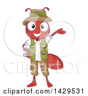 Safari Fire Ant Presenting And Holding Binoculars