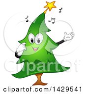 Clipart Of A Singing Christmas Tree Royalty Free Vector Illustration