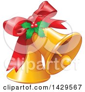 Poster, Art Print Of Red Bow And Holly On Christmas Bells