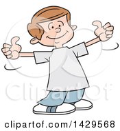 Poster, Art Print Of Cartoon Caucasian Boy Giving Two Thumbs Up