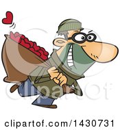 Poster, Art Print Of Cartoon White Male Robber Stealing Hearts