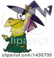 Clipart Of A Cartoon Warty Witch Pointing Royalty Free Vector Illustration by toonaday