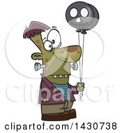Clipart Of A Cartoon Frankenstein Holding Balloons Royalty Free Vector Illustration by toonaday