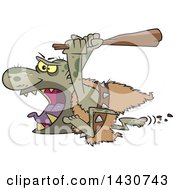 Poster, Art Print Of Cartoon Angry Ogre Running With A Club