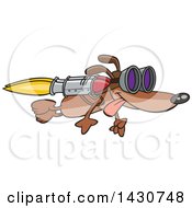 Poster, Art Print Of Cartoon Dog Flying With A Rocket On His Back