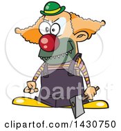 Clipart Of A Cartoon Scary Clown Holding An Axe Royalty Free Vector Illustration