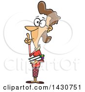 Clipart Of A Cartoon White Female Librarian Gesturing For Silence Royalty Free Vector Illustration