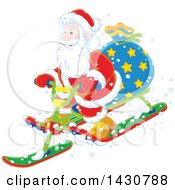 Poster, Art Print Of Christmas Santa Claus On A Sled