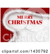 Poster, Art Print Of Merry Christmas And Happy New Year Greeting On Red And Gray With Snowflakes