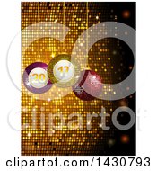 Poster, Art Print Of Background Of 3d Suspended 2017 Baubles Over Gold Disco Ball Mosaic