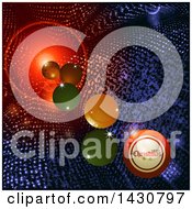 Poster, Art Print Of Merry Christmas Greeting And Bingo Balls Or Baubles Over A Flare In A Tunnel
