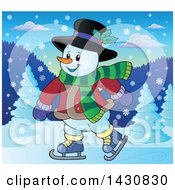 Poster, Art Print Of Happy Snowman Ice Skating