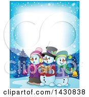 Border Of A Group Of Snowmen Singing Christmas Carols