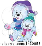 Happy Christmas Polar Bear And Cub Walking