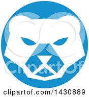 Poster, Art Print Of Retro White Polar Bear Face In A Blue Circle