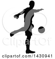 Poster, Art Print Of Black Silhouetted Male Soccer Player In Action