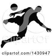 Poster, Art Print Of Black Silhouetted Male Soccer Player In Action