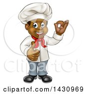 Poster, Art Print Of Cartoon Happy Black Male Chef Gesturing Ok Or Perfect And Giving A Thumb Up