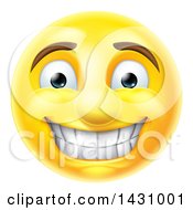 Poster, Art Print Of Cartoon Grinning Yellow Smiley Face Emoji Emoticon