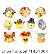 Historical Themed Emoji Yellow Smiley Face Emoticons