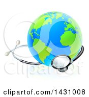 Blue And Green World Earth Globe With A Stethoscope