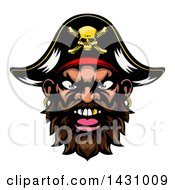 Poster, Art Print Of Pirate Mascot Face With A Gold Tooth And Captain Hat