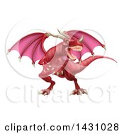 Poster, Art Print Of Mad Red Dragon With A Horned Nose
