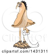 Clipart Of A Cartoon Caveman Holding A Roll Of Toilet Paper Royalty Free Vector Illustration by djart