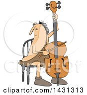 Poster, Art Print Of Cartoon Caveman Musician Playing A Cello