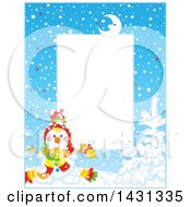 Poster, Art Print Of Vertical Frame Of A Happy Winter Snowman With A Bell
