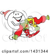Cartoon Happy Festive Moodie Character Emoticon Holding An Ugly Christmas Sweater