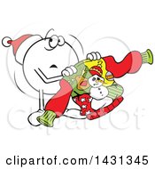 Cartoon Unahppy Moodie Character Emoticon Holding An Ugly Christmas Sweater