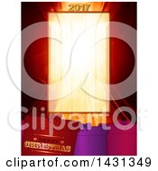 Poster, Art Print Of New Year 2017 And Merry Christmas Text With Colorful Gift Boxes Under A Frame