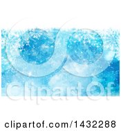 Poster, Art Print Of Blue Watercolor Snowflake And Flare Winter Background