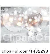 Poster, Art Print Of Christmas Background Of 3d Bauble Ornaments In Snow Over Blurred Bokeh Flares