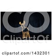 Clipart Of A 3d Sparkly Light Deer In The Woods Royalty Free Illustration by KJ Pargeter